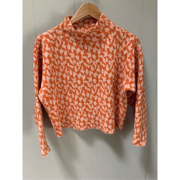 Maeve Anthropologie The Carys Sweater Orange Mock  Neck Long Sleeves Size Small - Picture 3 of 8